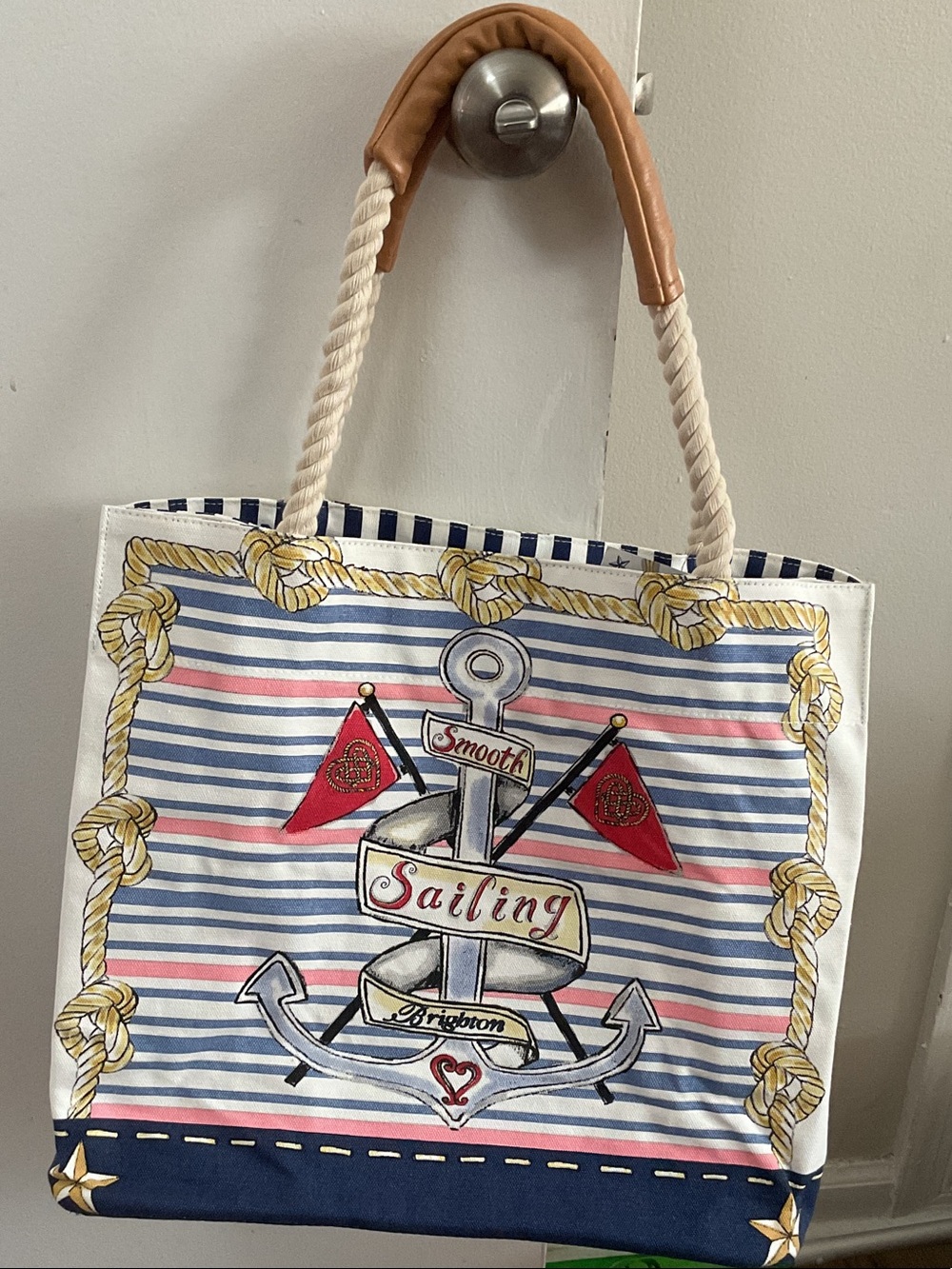Brighton Sailing Into Summer Tote in Blue, White, Red & Gold NWT